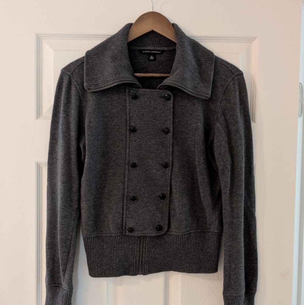Banana Republic Charcoal Double-Breasted Pea Coat